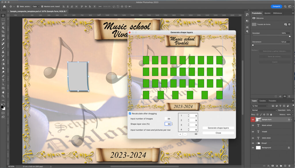 Generate shape layers in Adobe Photoshop with the automated tool of Auto Class Composite